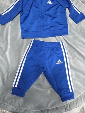 adidas Royal Blue Baby Track Suit with White Stripes
